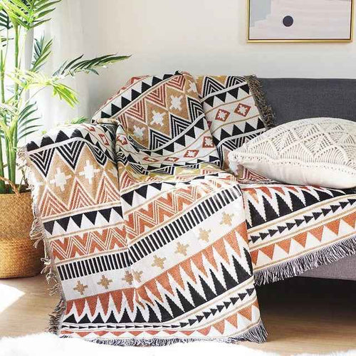 Alora Throw Blanket | Luxe Jacquard Weaving, Handwoven Fringe