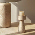 Bello Candle Holder Tower | Natural Travertine Marble, 20cm