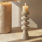 Alfil Candelabrum | Elegant Travertine Candle Holder