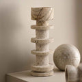 Bello Travertine Candelabrum | Five Rings, Natural Matte Finish
