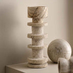 Bello Travertine Candelabrum | Five Rings, Natural Matte Finish