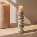 Bello Travertine Candelabrum | Classical Column Design, 32 cm