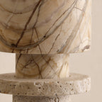 Bello Travertine Candelabrum | Classical Column Design, 32 cm
