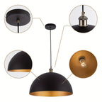Bello Pendant Light | Adjustable Iron Shade, Black & Gold Finish