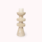 Alfi Candle Holder | Travertine Stone, Two-Tiered Design