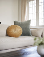 Mira Velvet Round Pillow | Pleated Texture, Soft Hues