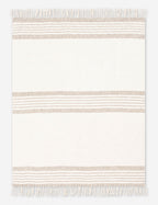 Elysian Throw Blanket | Two-Tone Stripe, Fringed Ends