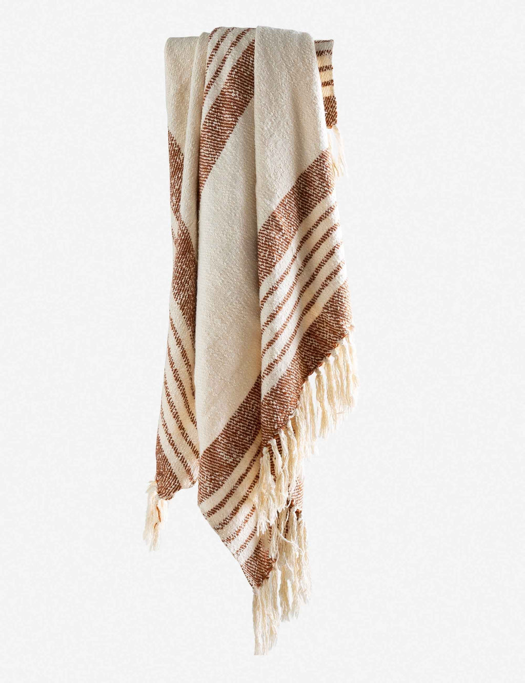 Elysian Throw Blanket | Two-Tone Stripe, Fringed Ends