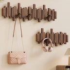Modura Modern Wooden Coat Rack with Foldable Magnetic Wall Hooks