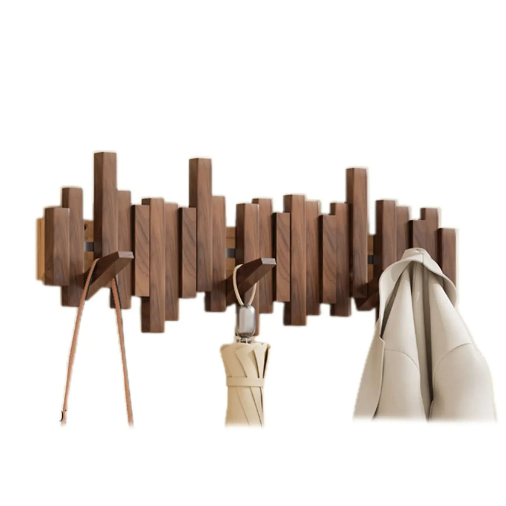Modura Modern Wooden Coat Rack with Foldable Magnetic Wall Hooks