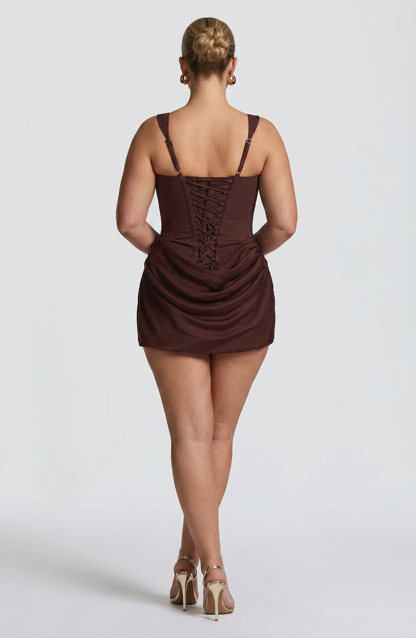 Stylish Mini Dress for Women Square-Neck Ruched Sleeveless