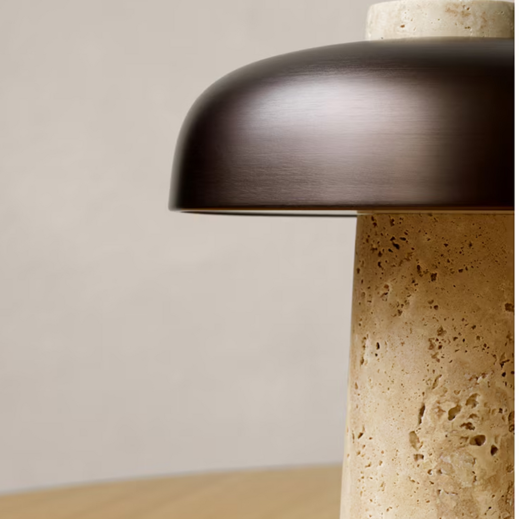 Eclipse – Black Modern Travertine Table Lamp with Touch Control