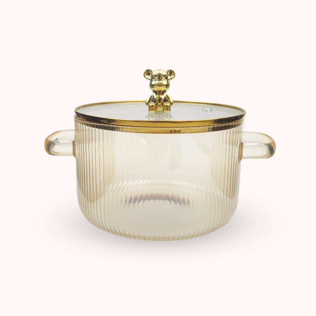 Bela Glass Pot | 1600ml Capacity, Golden Bear Handle