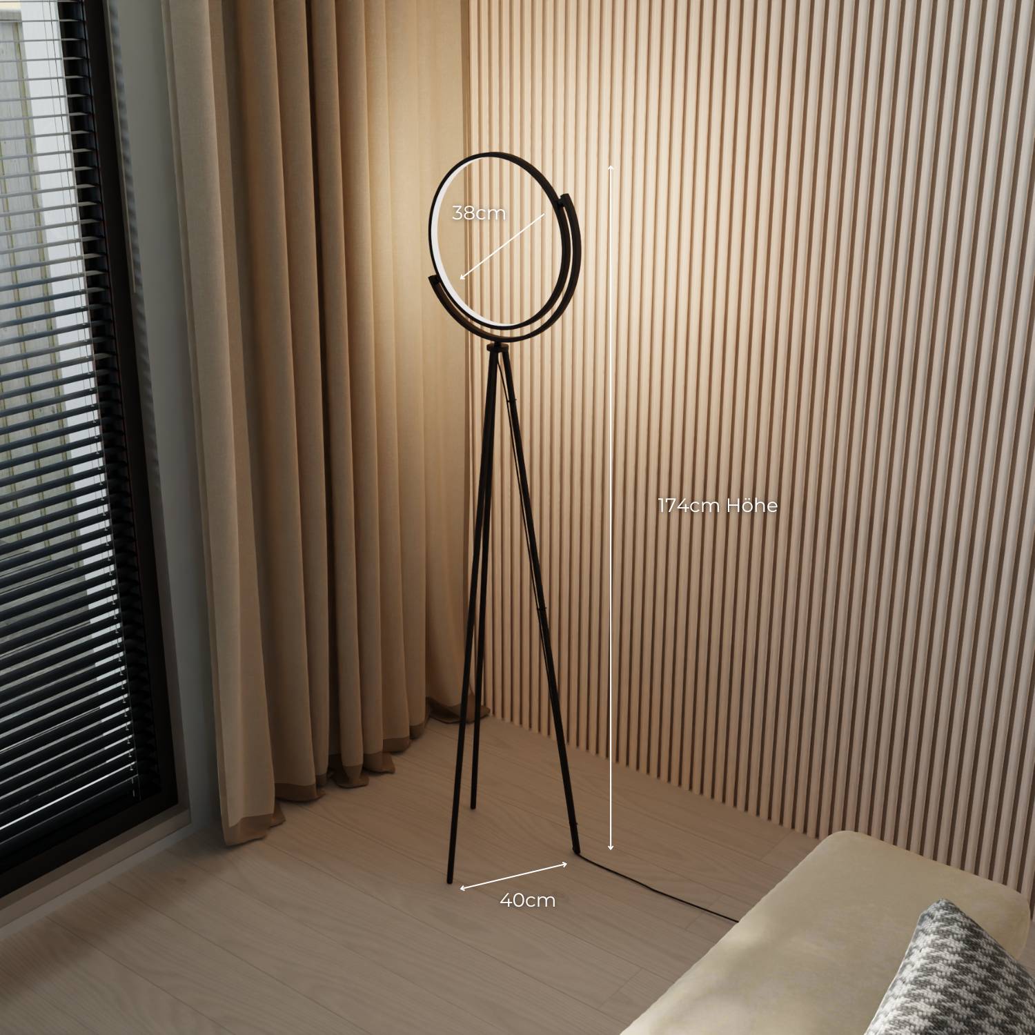 Dara Floor Lamp | 360° Rotatable Shade, Modern Design