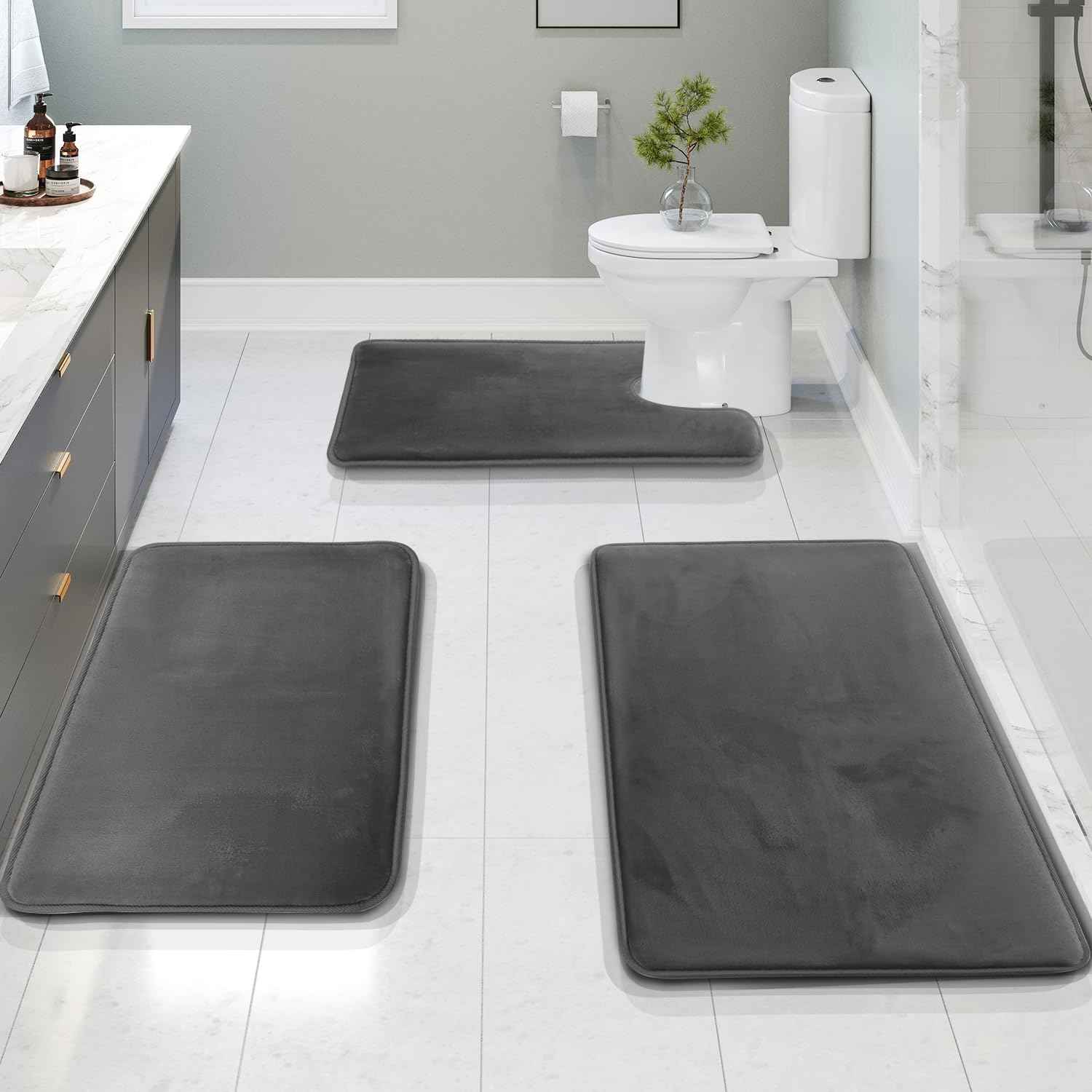 Milo Memory Foam Bath Mat Set | Antislip, Super Absorbent