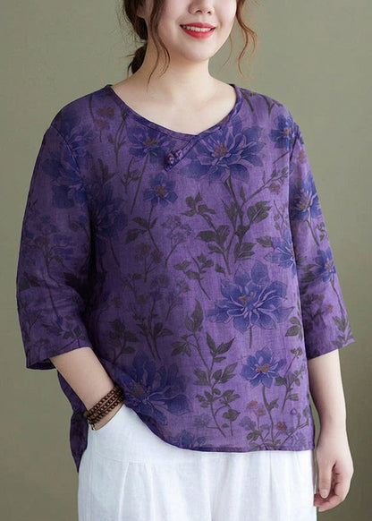 Comfortable Blouse for Women Round-Neck Embroidered Half-Sleeve