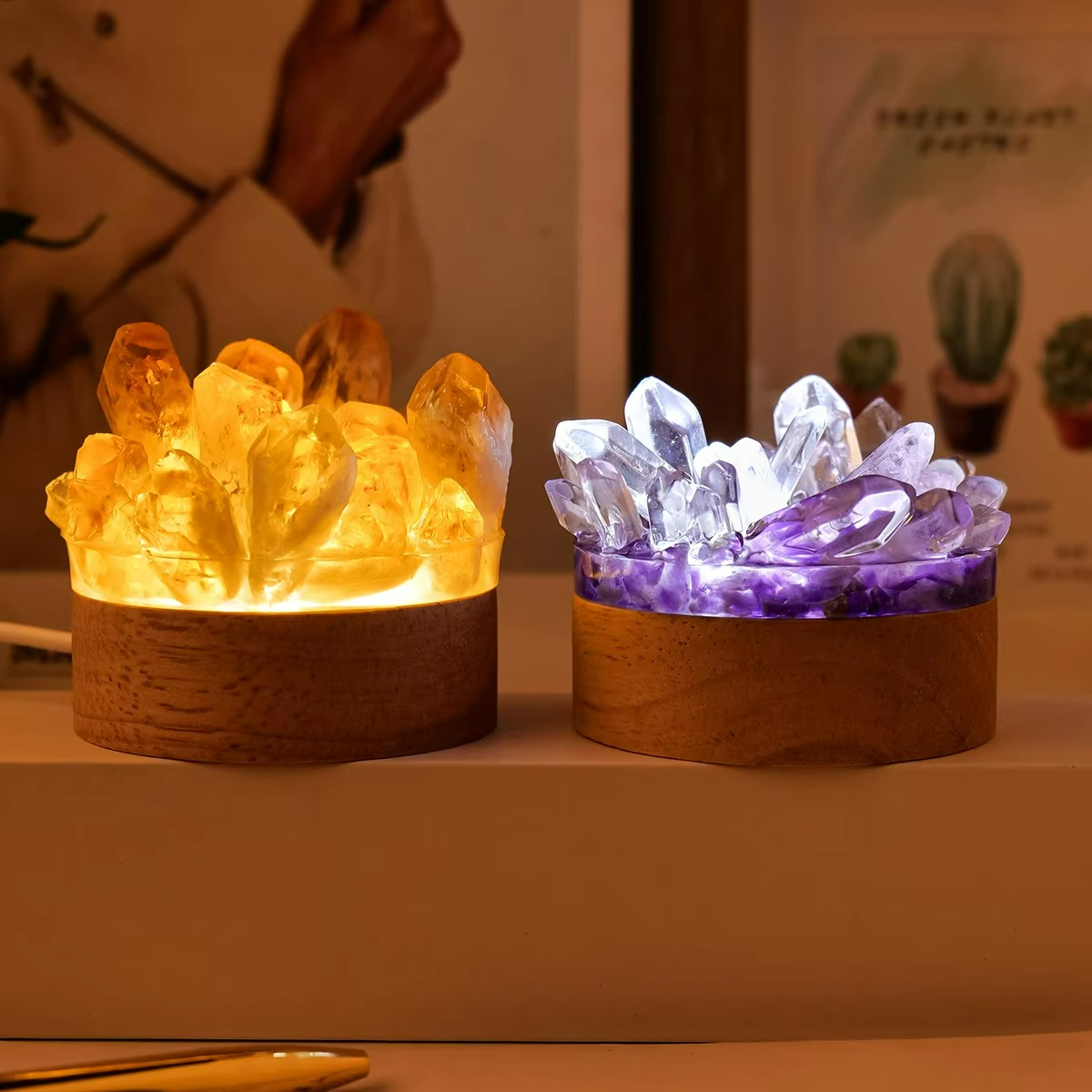 Lamp Quartz Tourmaline 30 Level Adjustable Light Crystal Ambient Table Lamp