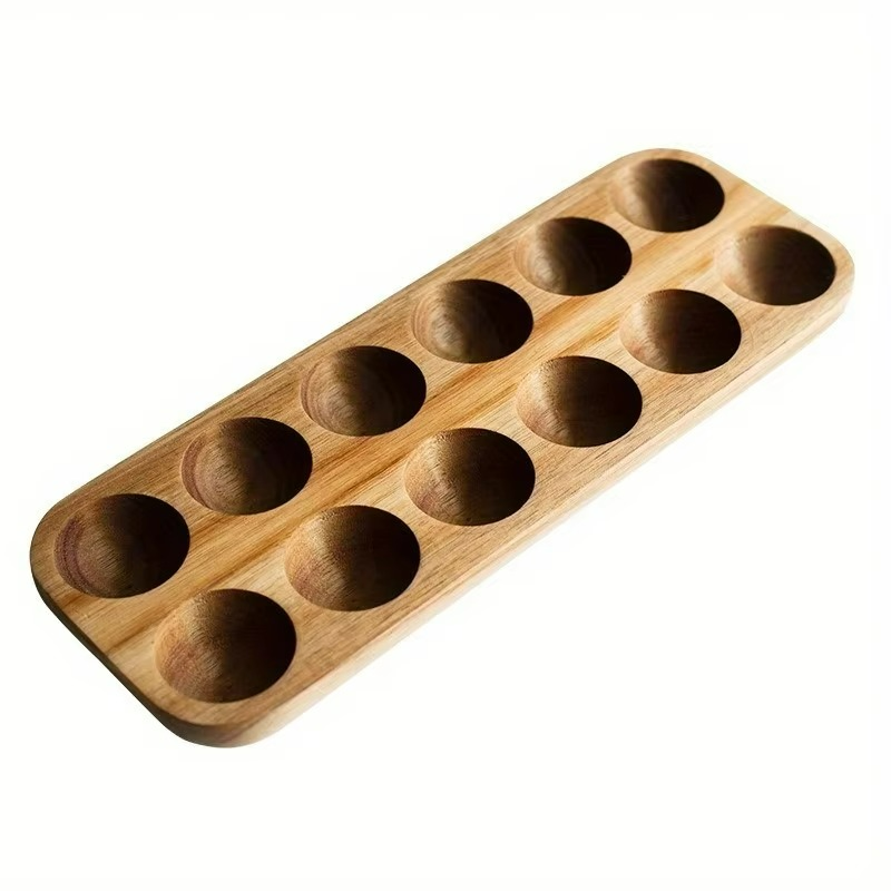 Egg Container Wooden Acacia Natural Finish Kitchen Storage Egg Tray Holder