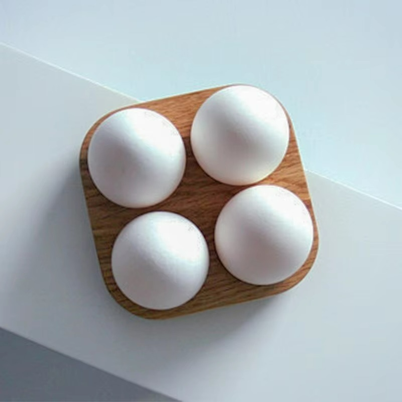 Egg Container Wooden Acacia Natural Finish Kitchen Storage Egg Tray Holder