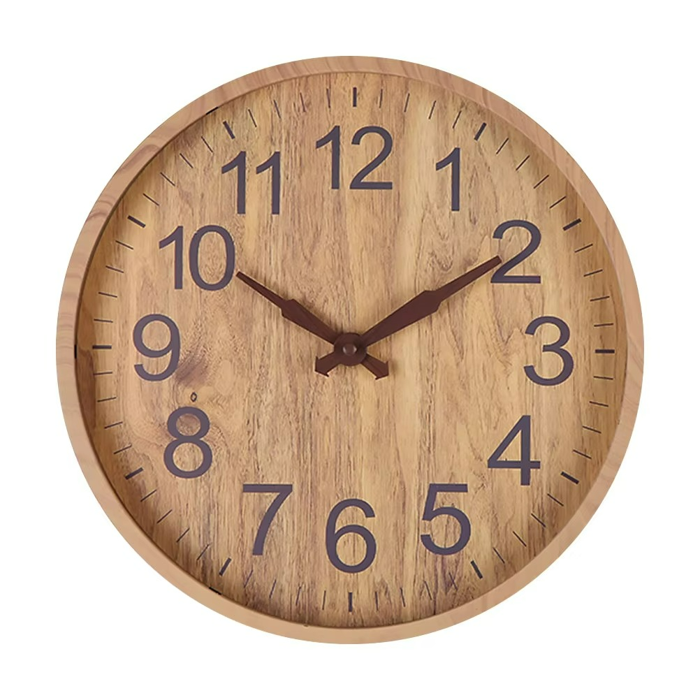 Wall Clock Wood Plastic Silent Battery Operated