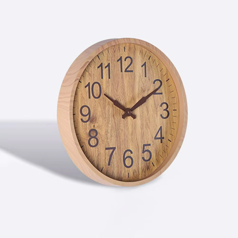 Wall Clock Wood Plastic Silent Battery Operated