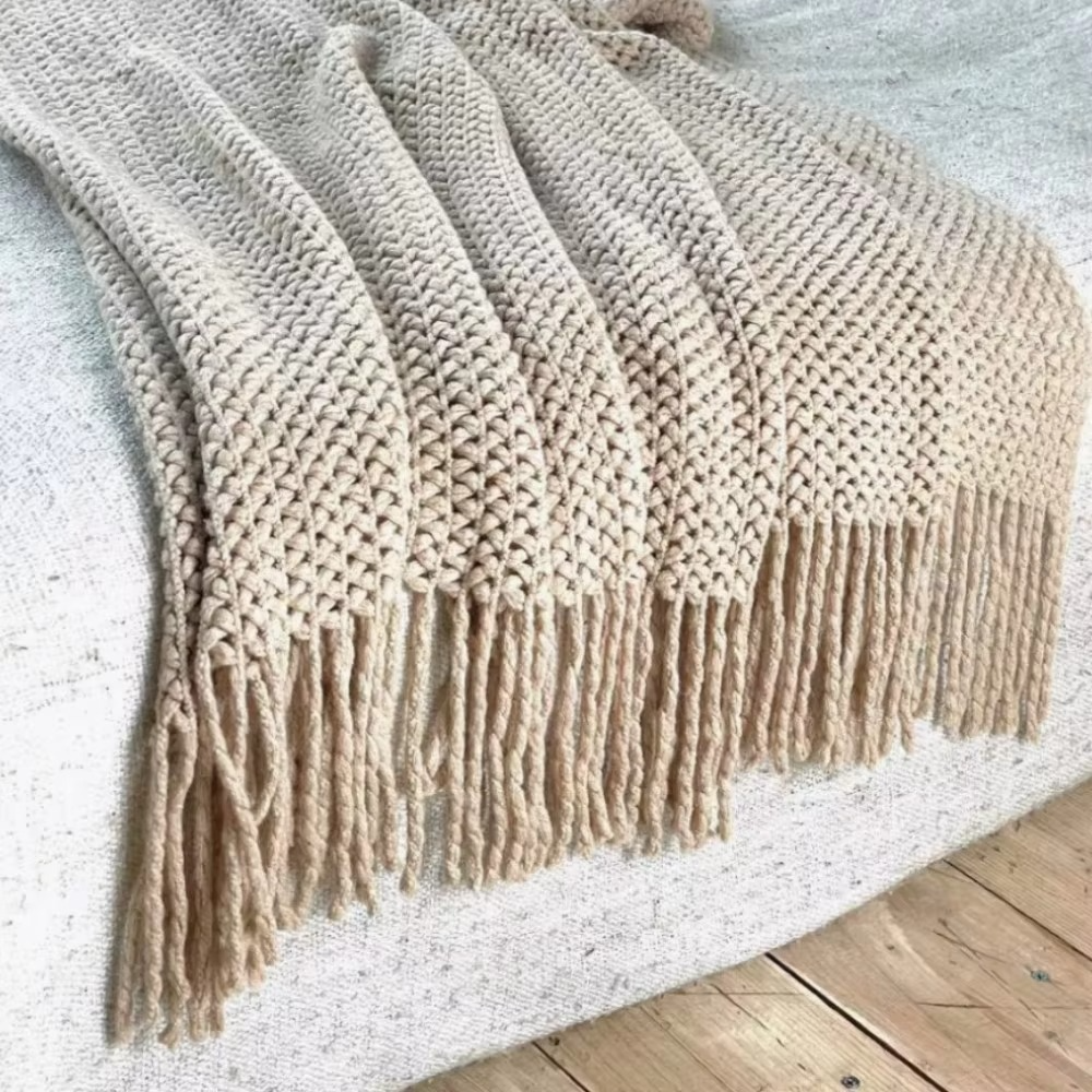 Knit Throw Blanket 100% Acrylic Fiber Soft Textured Sofa or Bed Throw