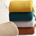 Knit Throw Blanket 100% Acrylic Fiber Soft Textured Sofa or Bed Throw
