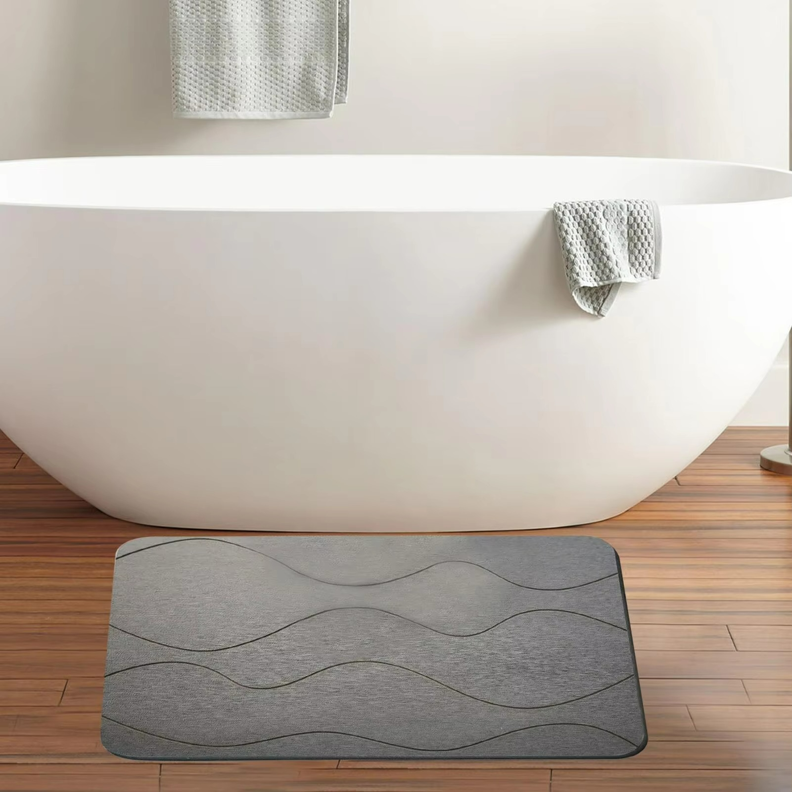 Bath Mat Soft Absorbent Fabric Non Slip Bathroom Rug