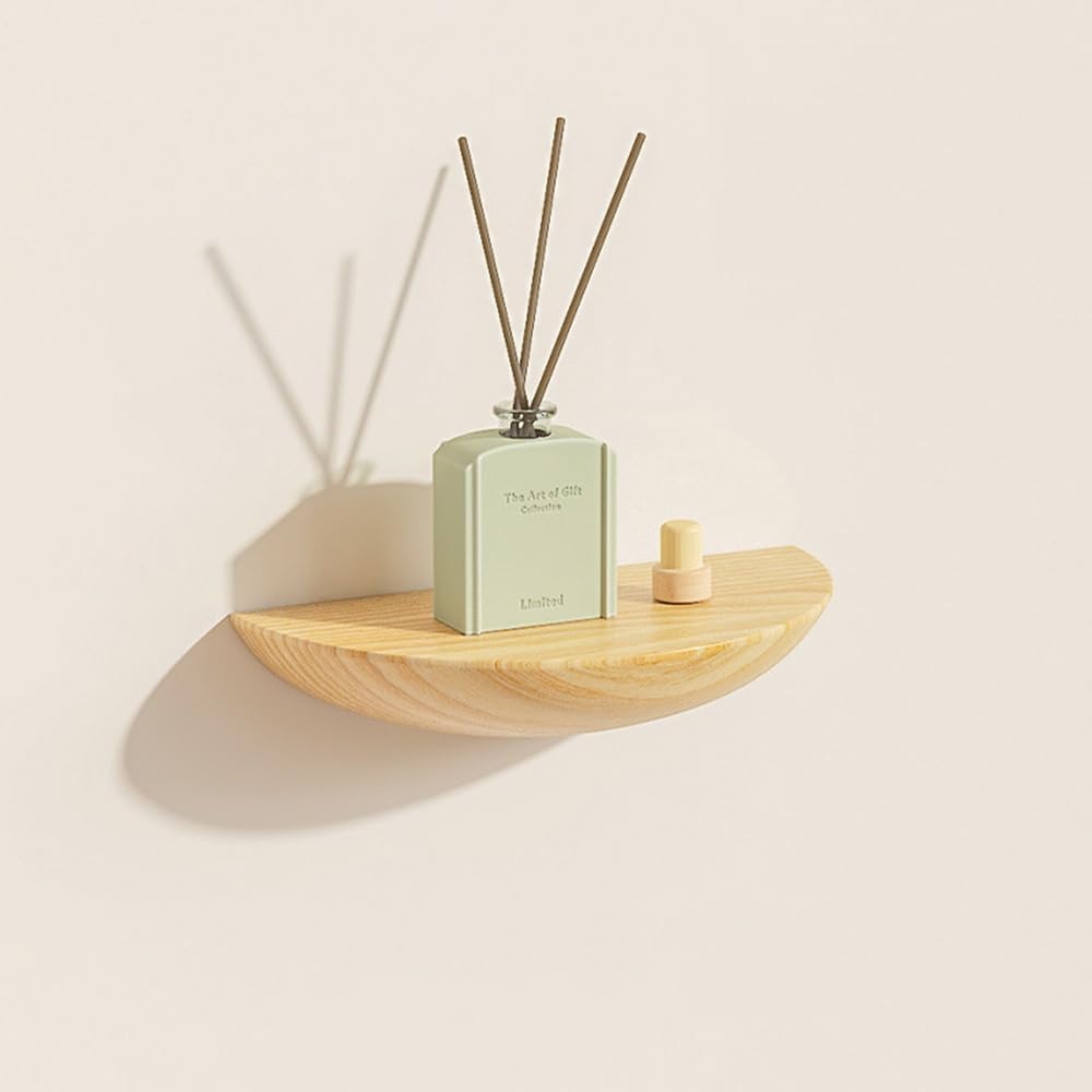 Half-Round Floating Shelf, Natural Wood, Wall Mounted, Multiple Colors