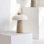 Luxe – White Modern Travertine LED Table Lamp with Touch Control