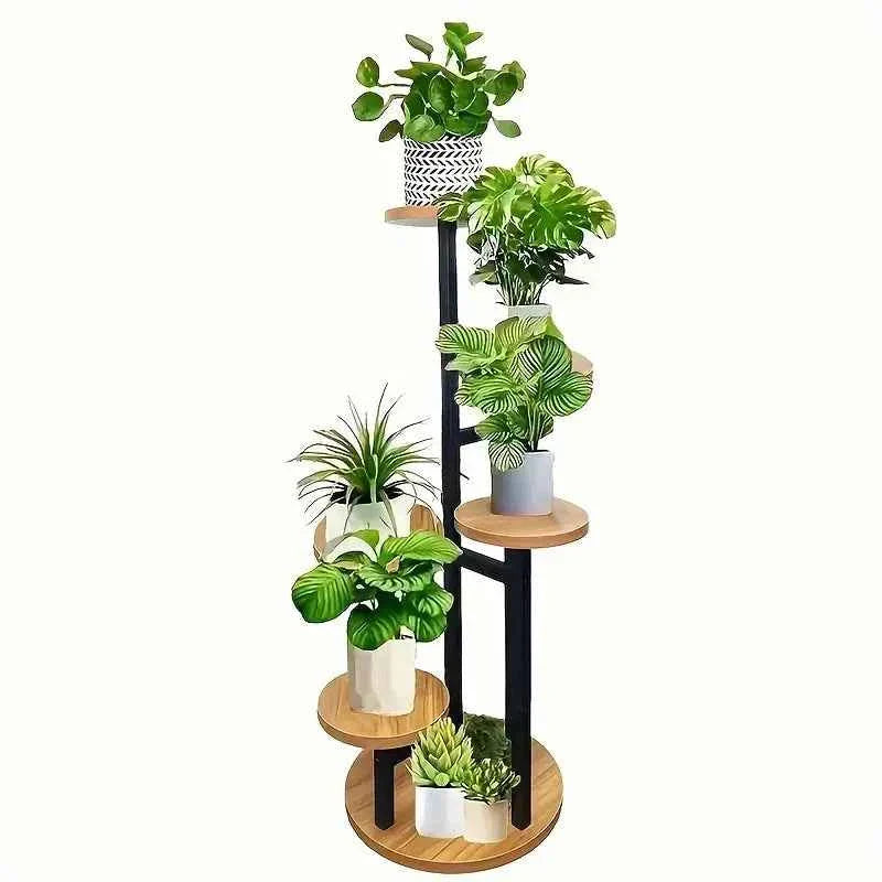 Bela 6-Tier Plant Stand | Solid Wood, Modern Round Design