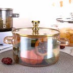 Bela Glass Pot | 1600ml Capacity, Golden Bear Handle