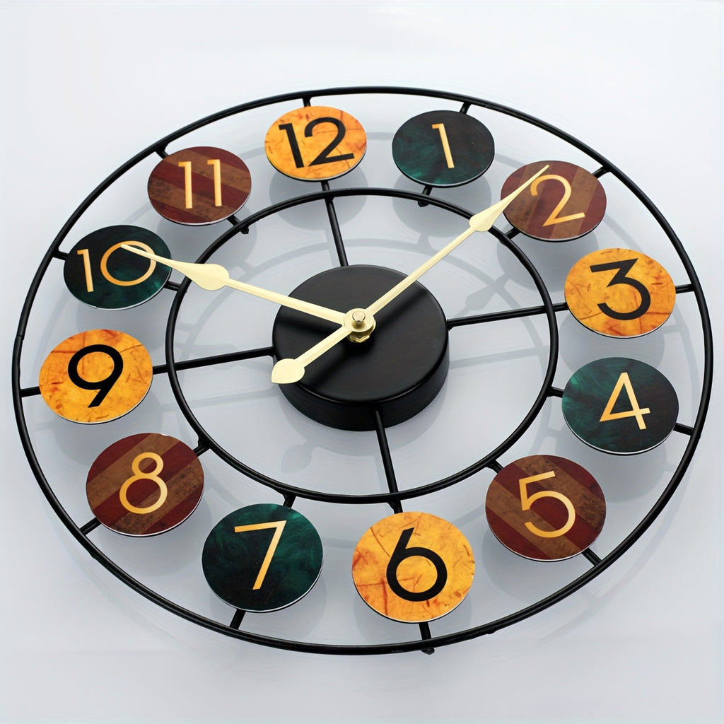 Bello Wall Clock | Retro Iron Design, Silent Quartz Movement