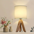 Beneva Tripod Table Lamp | Wooden Base, Fabric Shade