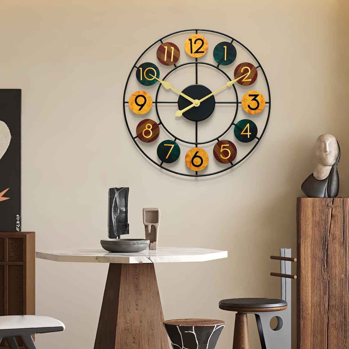 Bello Wall Clock | Retro Iron Design, Silent Quartz Movement