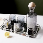 Bela Glass Decanter Set | Borosilicate Jug with 4 Grey Glasses