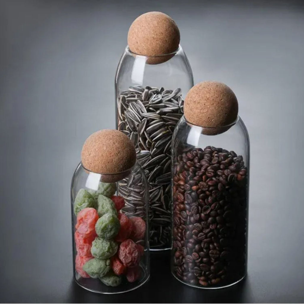Bela Glass Container Set | Natural Cork Lids, 3 Sizes