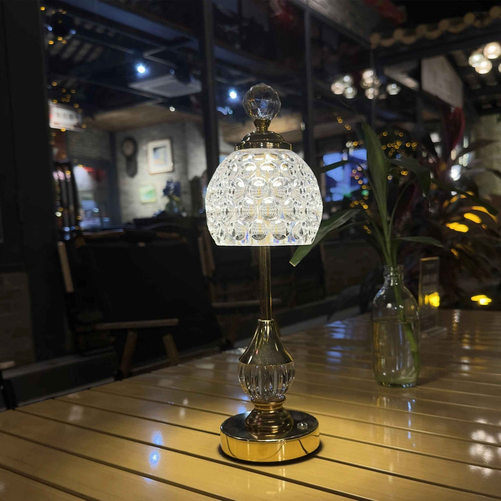 Cielo Crystal Touch Table Lamp | Rechargeable LED, Polished Gold
