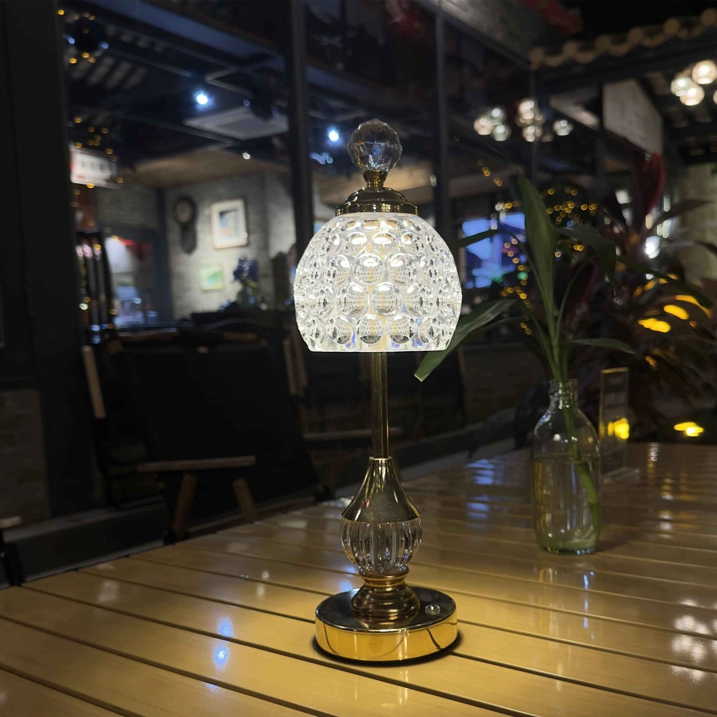 Cielo Crystal Touch Table Lamp | Rechargeable LED, Polished Gold