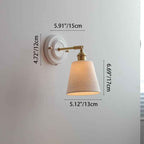Classic Vintage Round Ceramic and Brass 1-Light Wall Sconce for Living Room