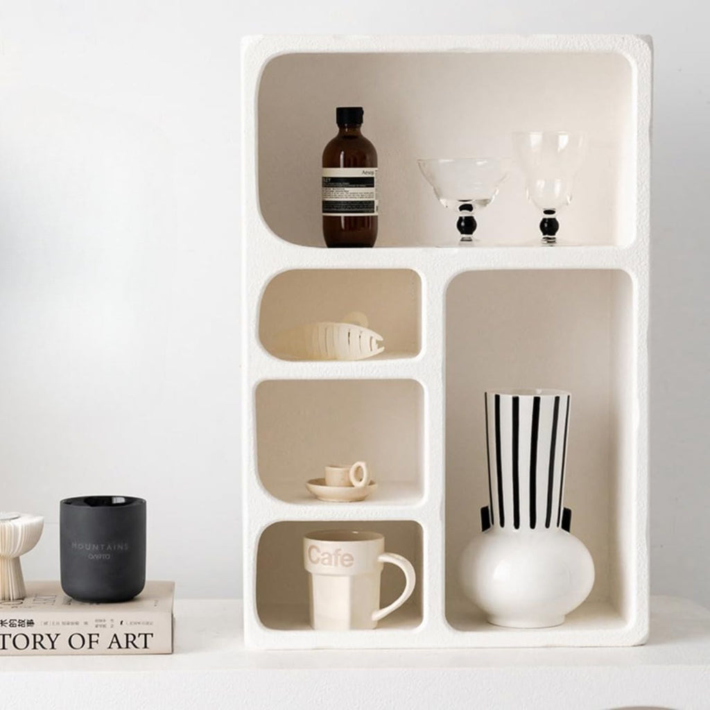 Bela Geometric Organiser Shelf | Versatile Ivory Design