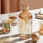 Bela Glass Decanter Set | Borosilicate with 4 Amber Whisky Glasses