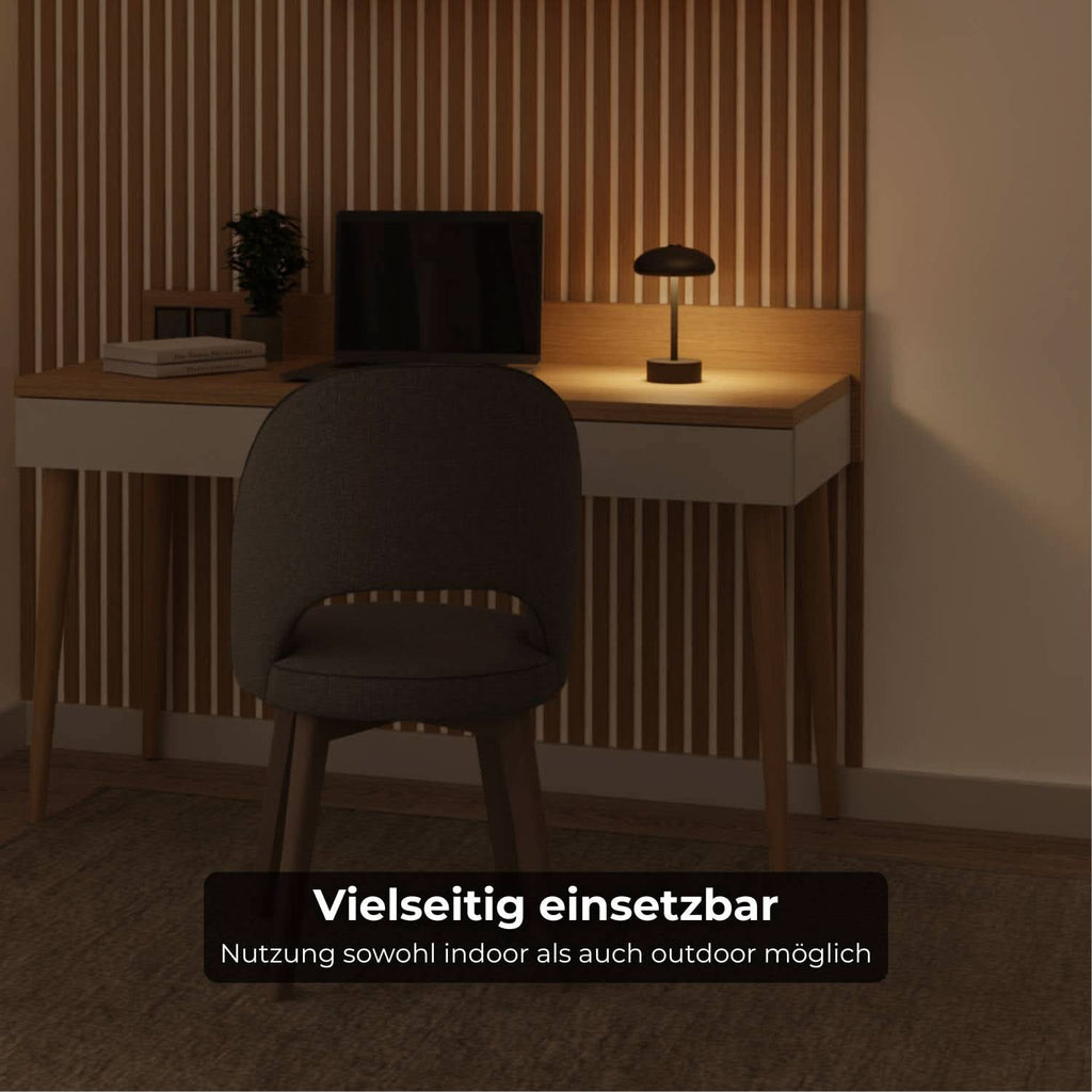 Elaro Battery Table Lamp | Modern Mushroom Design, Warm White Light