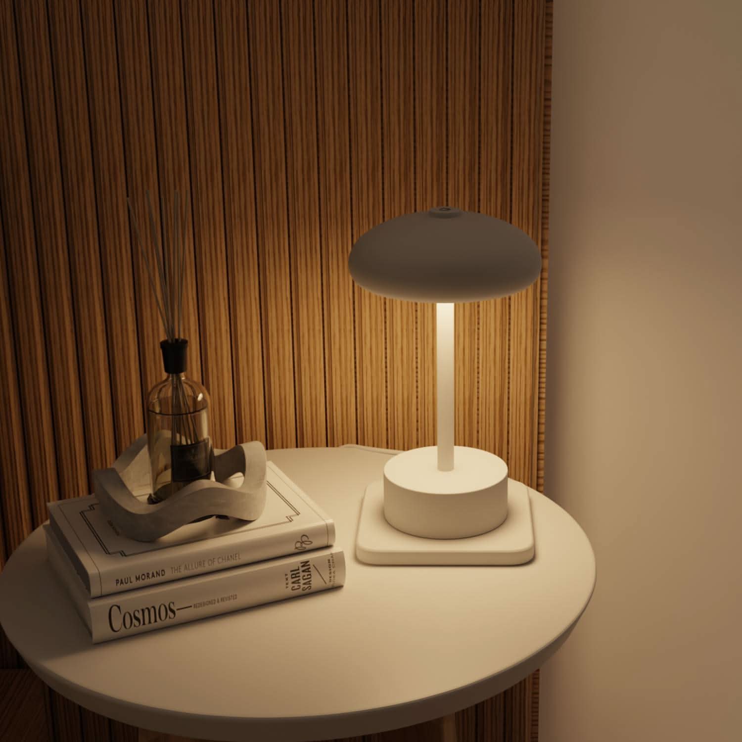 Elaro Battery Table Lamp | Modern Mushroom Design, Warm White Light