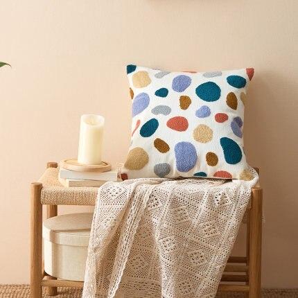 Arthena - Embroidered Decorative Cushions with Abstract Bohemian Shapes for Living Room and Bedroom