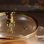 Bela Glass Pot | 1600ml Capacity, Golden Bear Handle