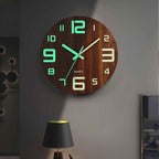 Bela Luminous Wall Clock | Silent Quartz Movement, Walnut Finish