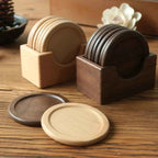 Bamboo Coaster Set | Minimalistisch, Walnoot of Beuken Hout