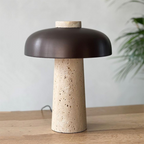 Eclipse – Black Modern Travertine Table Lamp with Touch Control