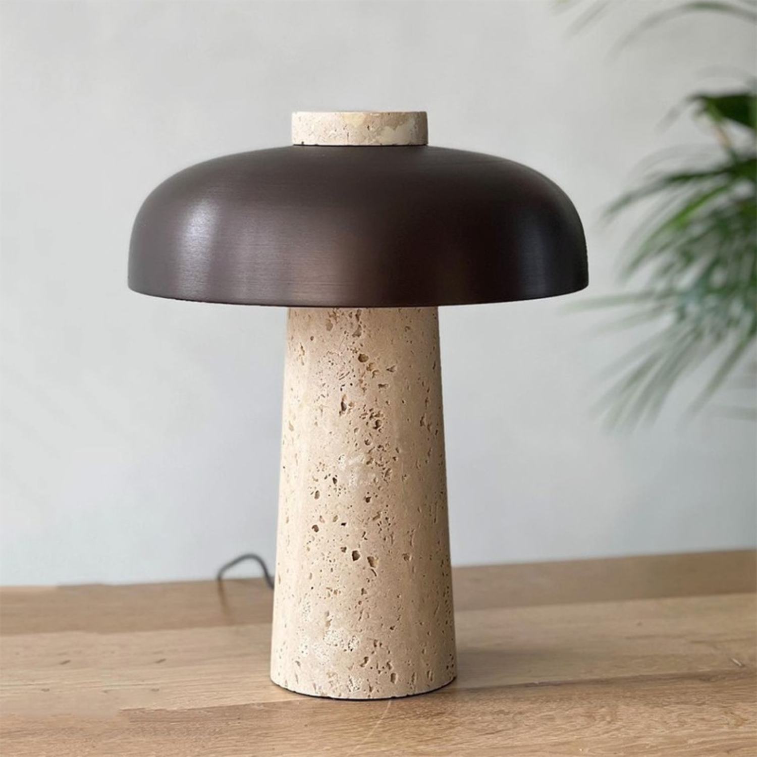 Eclipse – Black Modern Travertine Table Lamp with Touch Control